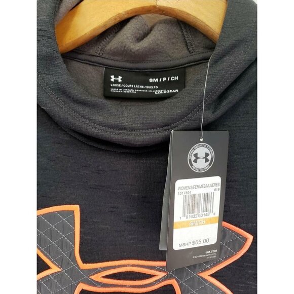 Under Armour Loose Fit Hoodie Sweatshirt Gray Long Sleeves Pullover Women's Sz S - Picture 6 of 6
